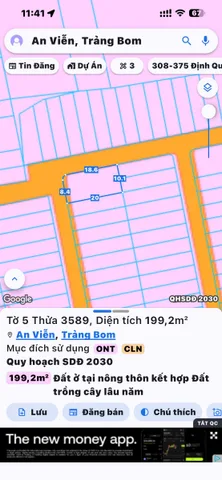 Bán lô đất biệt thự 2 mặt tiền kế bên khu công nghiệp Giang Điền 10mx20m thổ cư chỉ 2,25 tỷ