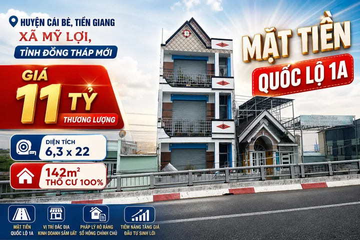 Bán đất tại tại ấp chợ, xã An Thái Đông, huyện Cái Bè, Tiền Giang nay là xã Mỹ Lợi, tỉnh Đồng Tháp