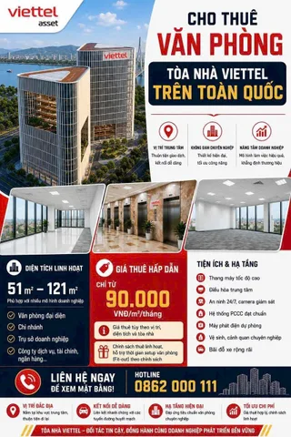 🔥 CHO THUÊ VĂN PHÒNG TẠI TOÀ NHÀ VIETTEL LÀO CAI – Vị trí trung tâm kết nối, chỉ 5- 10 phút di chuyển đến khu đô thị Riverside