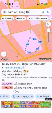 Bán Đất 49000m2 có sẵn 23000 m2 thổ cư giá 196 tỷ tại Xã An Ngãi Huyện Long Điền Bà Rịa - Vũng Tàu