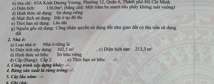Bán Nhà Mặt Tiền 63A Kinh Dương Vương, phường 12, Quận 6
