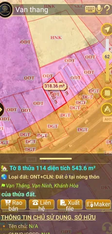 Bán Đất 423.2m2 có sẵn 318.4 m2 thổ cư giá 7.62 tỷ tại Xã Vạn Thắng Huyện Vạn Ninh Khánh Hòa