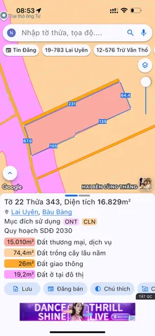 Bán Đất 16000m2 giá 60 tỷ tại đường Lai Uyên 71 Thị trấn Lai Uyên Huyện Bàu Bàng Bình Dương