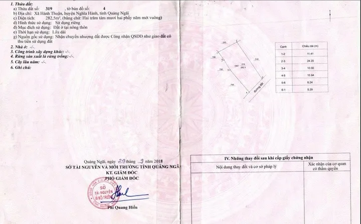 Bán Đất 282m2 có sẵn 282 m2 thổ cư giá 1.05 tỷ tại Xã Hành Thuận Huyện Nghĩa Hành Quảng Ngãi