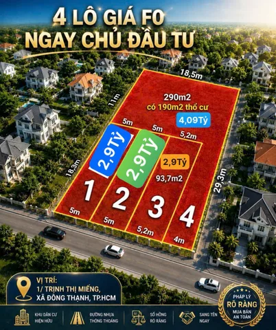 🛑Bán Đất đẹp 5x20m có sẵn 90 m2 thổ cư giá rẻ 2.9 tỷ tại Trịnh Thị Miếng, Thới Tam Thôn Hóc Môn