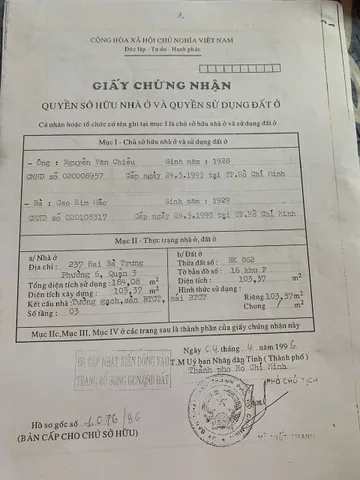 Bán Nhà Mặt Tiền 237 HAI BÀ TRƯNG, P. Võ Thị Sáu, Q. 3