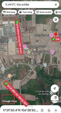 10x50m có sẳn 100 Thổ Cư ĐƯỜNG NHỰA 16m Kế Bên KCN MInh Hưng chỉ 1 phút di chuyển