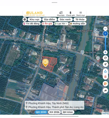 Bán Đất 2555.6m2 có sẵn 728.6 m2 thổ cư giá 19.1 tỷ tại Phạm văn ngô - Chọn - Phường Khánh Hậu Tây Ninh
