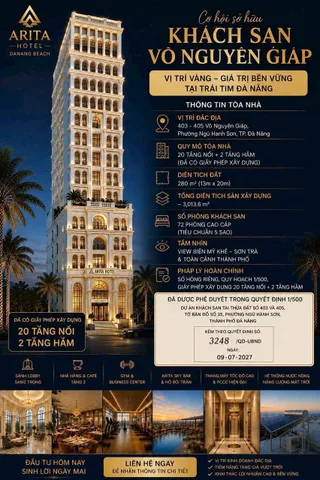 🔴 Bán Đất 280m2 ( ngang 14m ) View Biển, Đường Võ Nguyên Giáp ( Đã Có GPXD 20 Tầng nổi + 2 hầm )