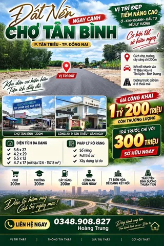 Đất đẹp, giá rẻ ngay chợ Tân Bình