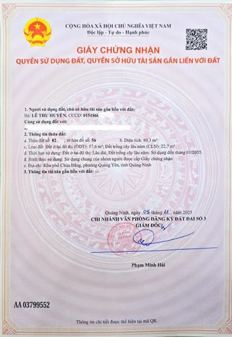 Bán Đất 80.3m2 có sẵn 80.3 m2 thổ cư giá 2 tỷ tại - Chọn - Phường Quảng Yên Quảng Ninh