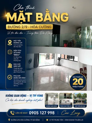 Cho thuê Văn phòng 180m2 giá 19.5 triệu tại Đường 2/9 - Chọn - Phường Hòa Cường Đà Nẵng