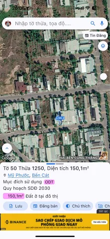 Bán Đất 150m2 mỹ phước 2 Phường Thới Hòa Thị xã Bến Cát Bình Dương