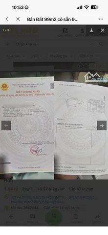 Bán Đất 99m2 có sẵn 99 m2 thổ cư giá 1.64 tỷ tại thôn lộc thọ - Chọn - Xã Tu Bông Khánh Hòa