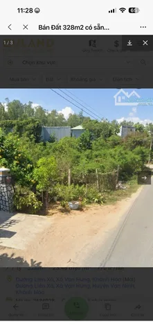 Bán Đất 328m2 có sẵn 60 m2 thổ cư giá 7.7 tỷ tại - Chọn - Xã Vạn Hưng Khánh Hòa