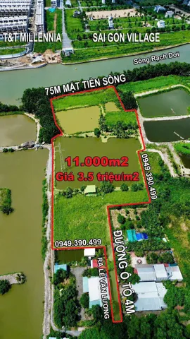 BÁN 11000M2 ĐẤT VIEW SÔNG, HẺM XE HƠI, LÊ VĂN LƯƠNG, GIÁ 3.5 TRIỆU/M2