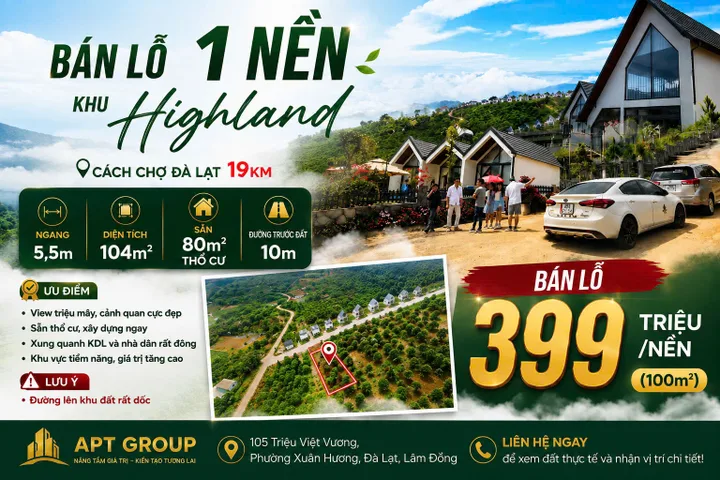 Bán Đất 104m2 có sẵn 80 m2 thổ cư giá 399 triệu tại 17 Xã Mê Linh Huyện Lâm Hà Lâm Đồng