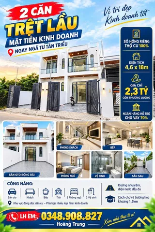 🔥 2 CĂN TRỆT LẦU MẶT TIỀN KINH DOANH – NGAY NGÃ TƯ TÂN TRIỀU 🔥
