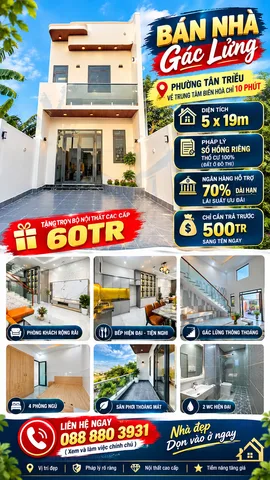 BÁN NHÀ GÁC LỬNG TẠI PHƯỜNG TÂN TRIỀU