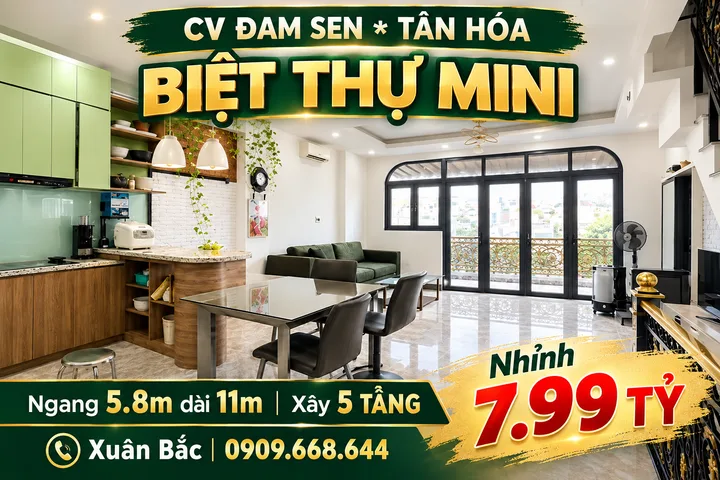 🌲 BIỆT THỰ MINI SÁT CV ĐÂM SEN 
💯 Ngang 5.8m dài 11m * NHÀ ĐẸP