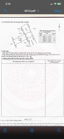 Bán Đất 46m2 có sẵn 43 m2 thổ cư giá 3.4 tỷ tại Đường Gò Cát Phường Phú Hữu Quận 9 TP. Hồ Chí Minh