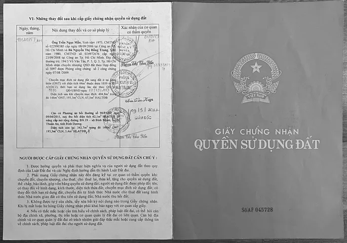 Bán Đất 404m2 có sẵn 100 m2 thổ cư giá 12 tỷ tại Phường Bình Nhâm Thị xã Thuận An Bình Dương