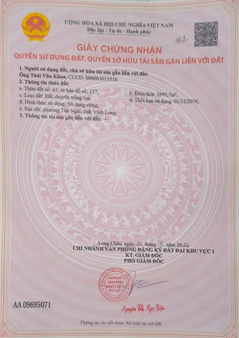 Bán Đất 2995m2 giá 1.5 tỷ tại Xã Tân Ngãi Thành phố Vĩnh Long Vĩnh Long