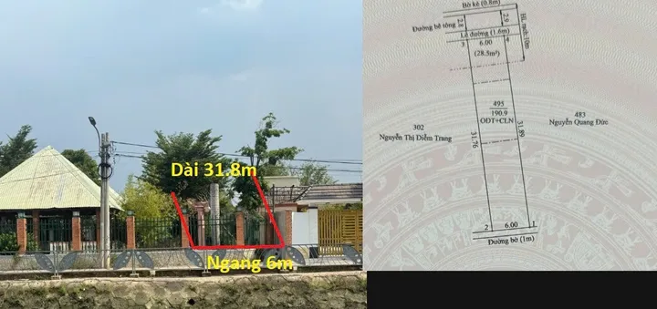 Bán Đất 191m2 có sẵn 60 m2 thổ cư giá 5.6 tỷ tại Phường Chánh Nghĩa Thành phố Thủ Dầu Một Bình Dương