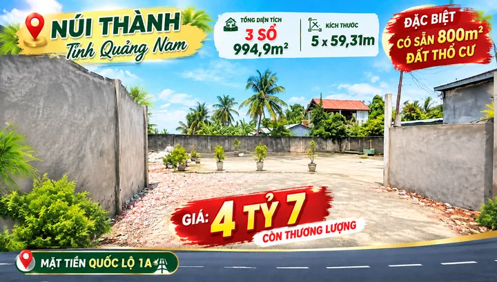 Bán bất động sản tại huyện Núi Thành, tỉnh Quảng Nam