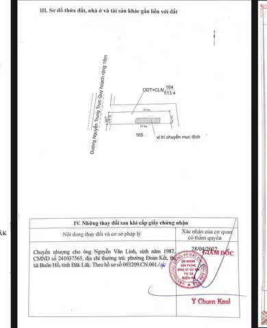 Bán Đất 513.4m2 có sẵn 80 m2 thổ cư giá 4.5 tỷ tại Phường Thiện An Thị xã Thị Xã Buôn Hồ Đắk Lắk
