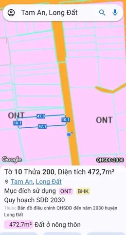 Bán Nhà riêng 470m2 có sẵn 100 m2 thổ cư giá 2.7 tỷ tại Đường số 10 Xã Tam Phước Huyện Long Điền Bà Rịa - Vũng Tàu