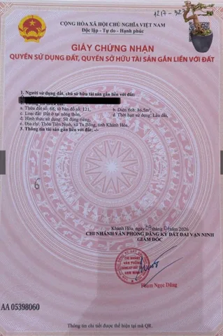 Bán Đất 86m2 có sẵn 76 m2 thổ cư giá 1.47 tỷ tại Xã Vạn Thắng Huyện Vạn Ninh Khánh Hòa