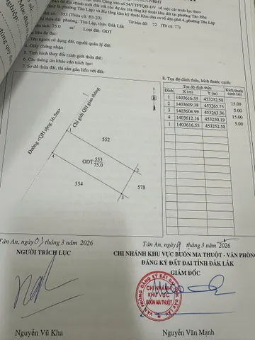 Bán Đất 75m2 có sẵn 75 m2 thổ cư giá 4.75 tỷ tại Phường Tân Lập Thành phố Buôn Ma Thuột Đắk Lắk