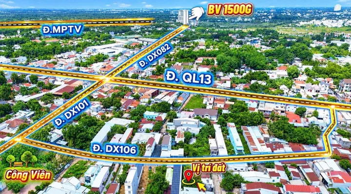 Bán Đất 340m2 giá 3.4 tỷ tại Đường DX106 Phường Hiệp An Thành phố Thủ Dầu Một Bình Dương