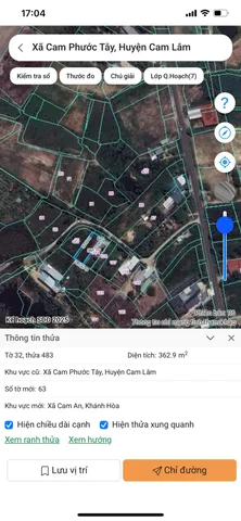 Bán Đất 362m2 giá 700 triệu tại Xã Cam Phước Tây Huyện Cam Lâm Khánh Hòa