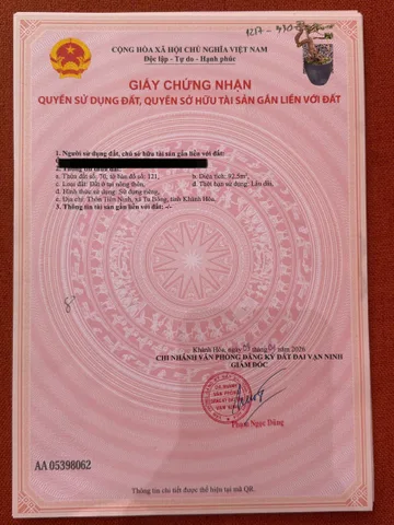 🔥 BÁN ĐẤT THỔ CƯ THÔN TIÊN NINH 92.5m2 – TƯ BÔNG, KHÁNH HÒA | GIÁ CHỈ 17TR/M²