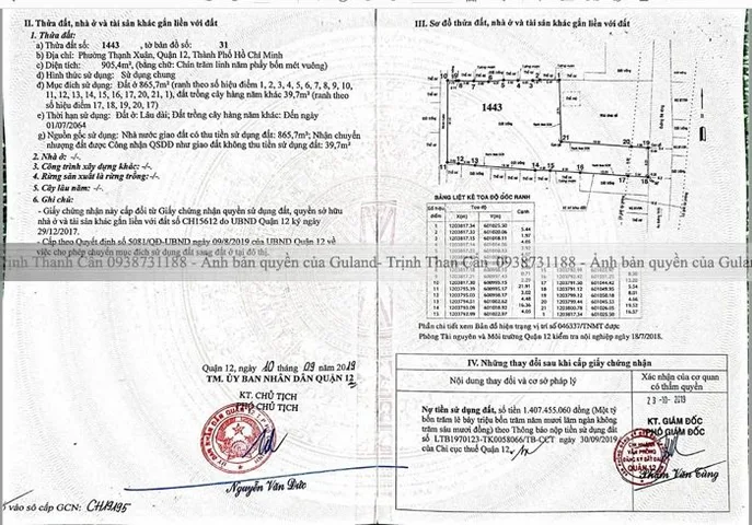 Bán Đất 905m2 có sẵn 866 m2 thổ cư giá 22 tỷ tại Đường Thạnh Xuân 25 Phường Thạnh Xuân Quận 12 TP. Hồ Chí Minh