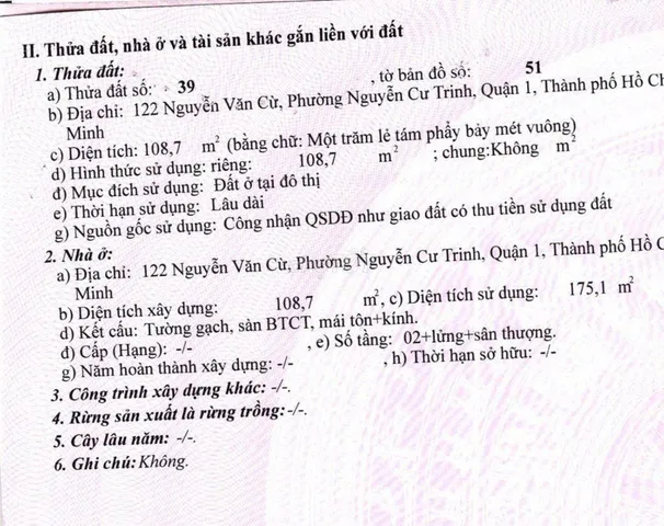 Bán Nhà Mặt Tiền 122 Nguyễn Văn Cừ, P. Nguyễn Cư Trinh, Quận 1