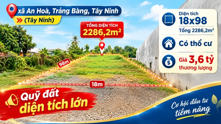 Bán đất tại ấp An Lợi, xã An Hoà, Trảng Bàng, Tây Ninh