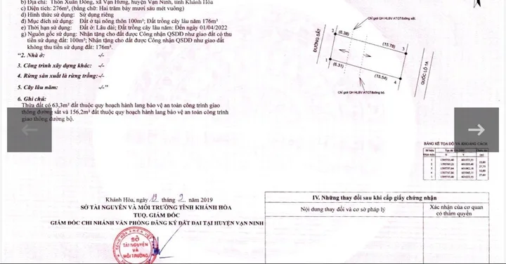 Bán Đất 276m2 có sẵn 100 m2 thổ cư giá 5.8 tỷ tại Xã Vạn Hưng Huyện Vạn Ninh Khánh Hòa