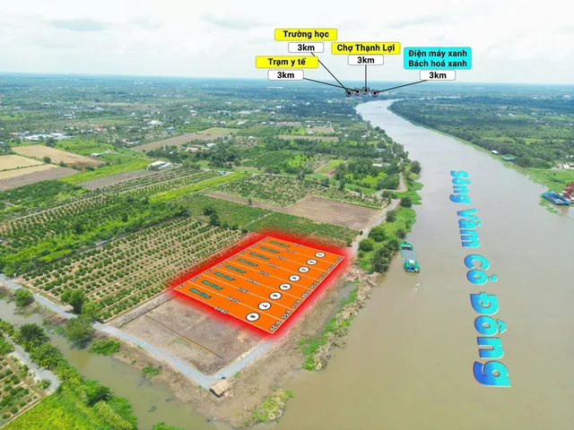 Siêu phẩm mặt tiền Vàm Cỏ rẻ nhất  tại Xã Thạnh Lợi Huyện Bến Lức Long An Sát trung tâm hành chánh chợ