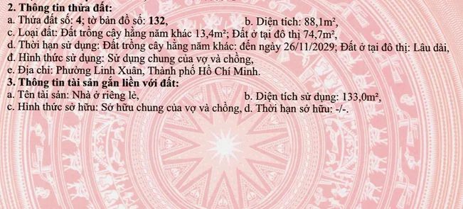 Bán Nhà riêng 88m2 có sẵn 74 m2 thổ cư giá 8.5 tỷ tại đường Quốc lộ 1K - Chọn - Phường Linh Xuân TP. Hồ Chí Minh