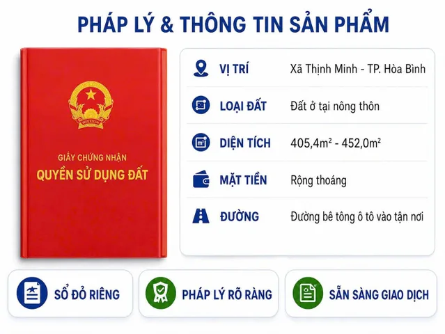 Bán Đất 452m2 có sẵn 100 m2 thổ cư giá 1.69 tỷ tại Xã Hợp Thành Thành phố Hòa Bình Hòa Bình