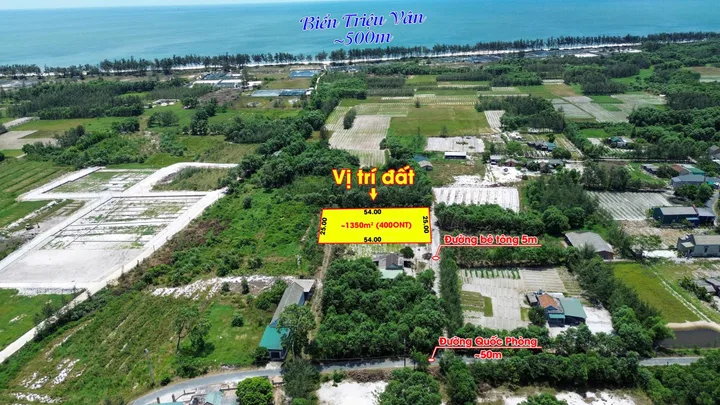 Bán Đất 1350m2 có sẵn 450 m2 thổ cư giá 1.25 tỷ tại Xã Nam Cửa Việt Xã Triệu Vân Huyện Triệu Phong Quảng Trị