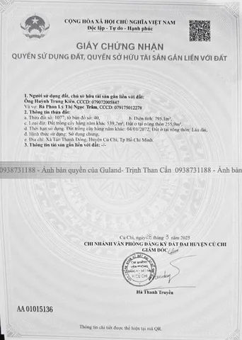 Bán Đất 795m2 có sẵn 256 m2 thổ cư giá 7.95 tỷ tại Đường Nguyễn Thị Nếp Xã Tân Thạnh Đông Huyện Củ Chi TP. Hồ Chí Minh