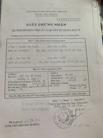 Bán Nhà Mặt Tiền 237 HAI BÀ TRƯNG, P. Võ Thị Sáu, Q. 3