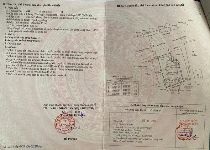 Bán Nhà Mặt Tiền 120 VŨ TÙNG, P2, Bình Thạnh
