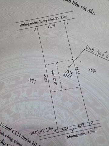 Bán Đất 557m2 có sẵn 150 m2 thổ cư giá 5.59 tỷ tại Phường Hưng Định Thị xã Thuận An Bình Dương