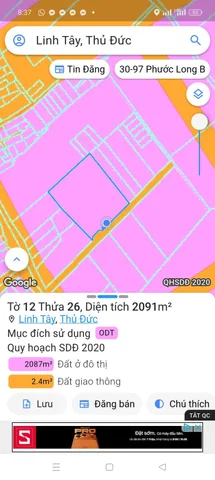 Bán Đất 2156m2 có sẵn 2100 m2 thổ cư giá 96 tỷ tại đường Phạm Văn Đồng Phường Linh Tây Quận Thủ Đức TP. Hồ Chí Minh