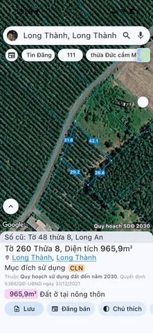 Bán Đất 965m2 giá 13.7 tỷ tại Xã Long An Huyện Long Thành Đồng Nai